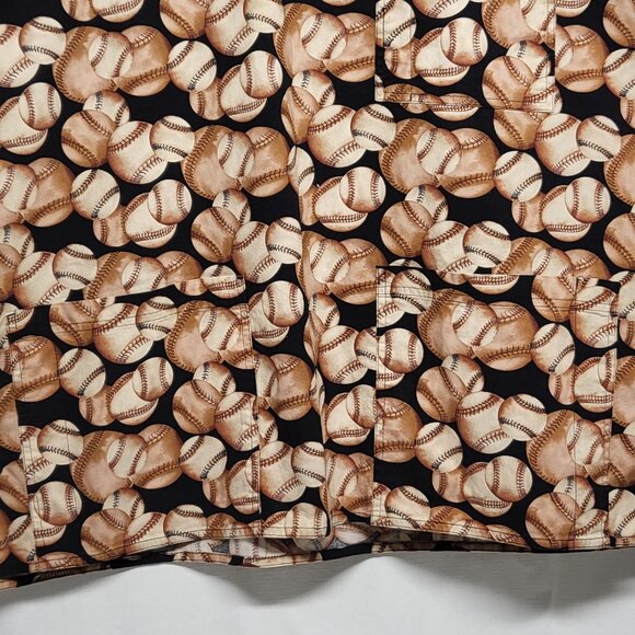 Vintage SCRUBS Medical Top Baseball Print Short Sleeve Relaxed Fit Cotton - Picture 3 of 11